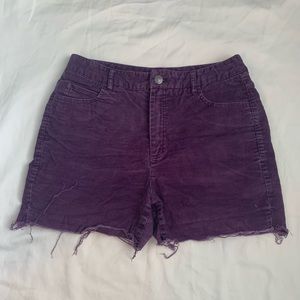 Purple corduroy shorts